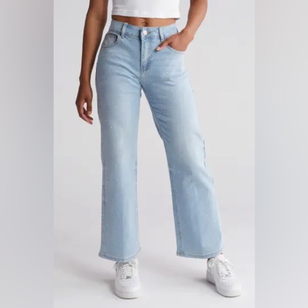 Flying Angel Rhinestone High Waist Straight Leg Jeans- Size 5/27